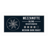 blue sticker mezzanotte decaf medium dark roast