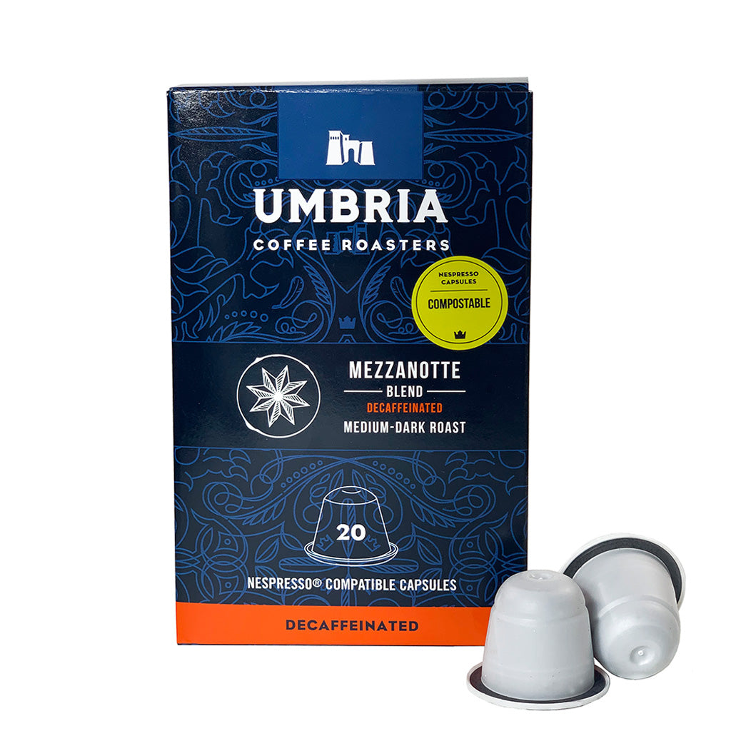 Mezzanotte Blend (Decaf) Compostable Nespresso Compatible Capsules ( – CaffeUmbria