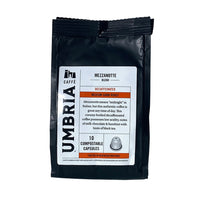 10 count black bag of mezzanotte decaffeinated compostable nespresso compatible capsules
