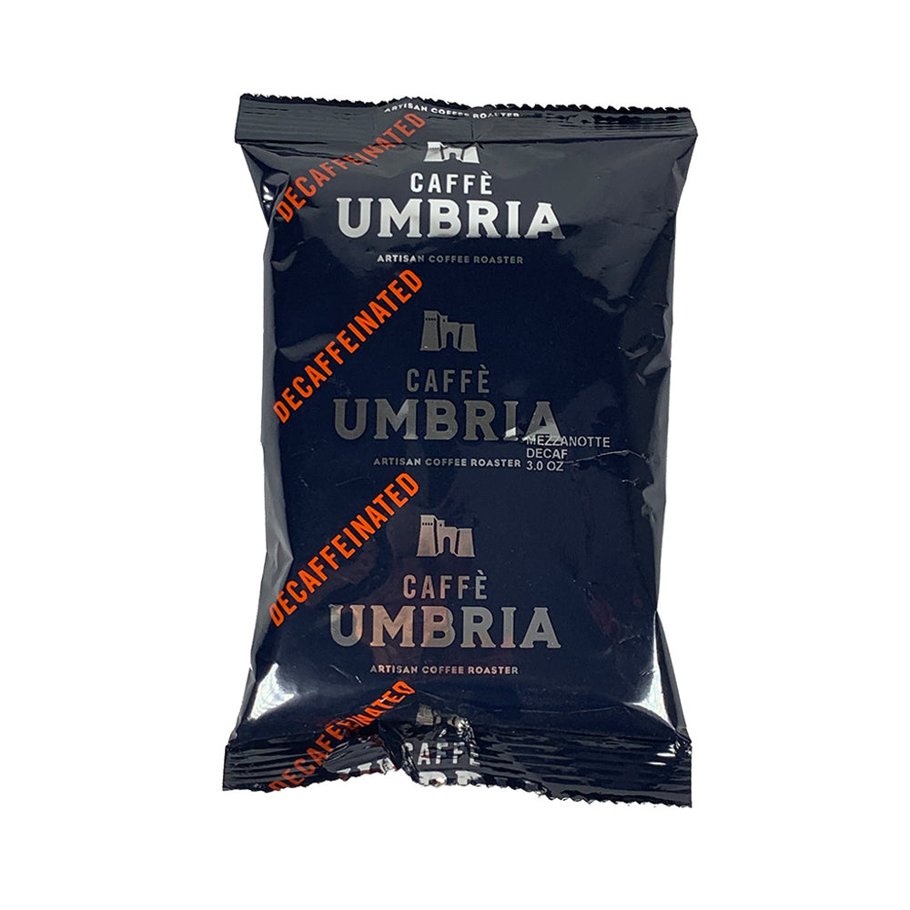 dark blue pouch with silver logo mezzanotte decaf