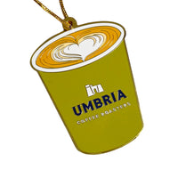 Umbria Coffee Roasters hard enamal coffee cup ornament