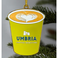 Umbria Coffee Roasters hard enamel coffee cup ornament