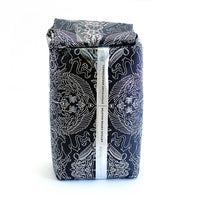 dark blue bag with silver design back view mezzanotte decaf