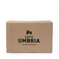shipping box with black caffe umbria logo